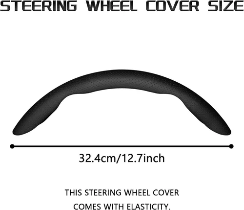 Vista 2 de Funda para volante de 2 piezas, protector de volante segmentado de fibra de carbono, universal y antideslizante, funda protectora de cuero duradera