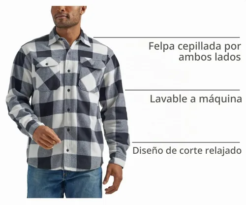 Vista 4 de Wrangler Authentics - Camisa de vellón pesado, de manga larga, para hombre Búfalo de abed