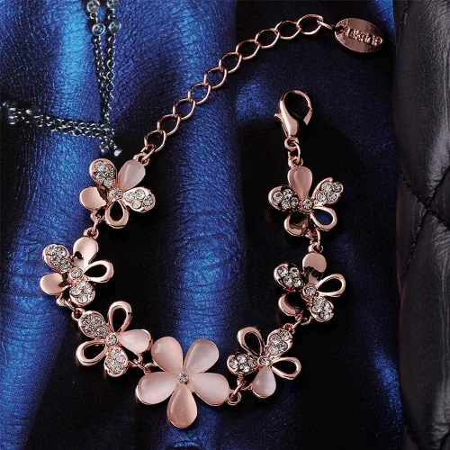 Vista 6 de Pulsera ajustable chapada en oro rosa de 18 quilates para mujer, joyería para mujer, Metal