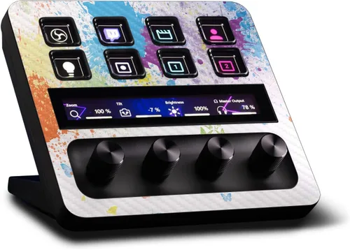 Vista 14 de MightySkins - Piel de fibra de carbono compatible con Elgato Stream Deck + - Morado sólido Acabado de fibra de carbono texturizado protector