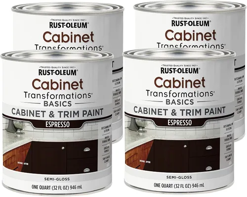 Vista 9 de Rust-Oleum 372012 Transformations Basics - Pintura para gabinetes y molduras, cuarto de galón, color negro