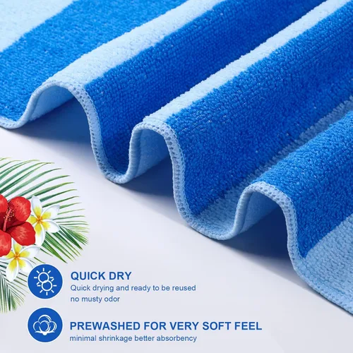 Vista 3 de EBOOT Paquete de 10 toallas de playa de gran tamaño, toallas de piscina, toallas de microfibra de secado rápido para adultos, mujeres, hombres, Azul