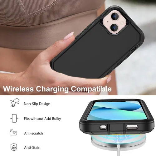 Vista 5 de Funda para iPhone 13 Mini con 2 protectores de pantalla, protección contra caídas a prueba de golpes, cuerpo completo, resistente, 3 capas, militar