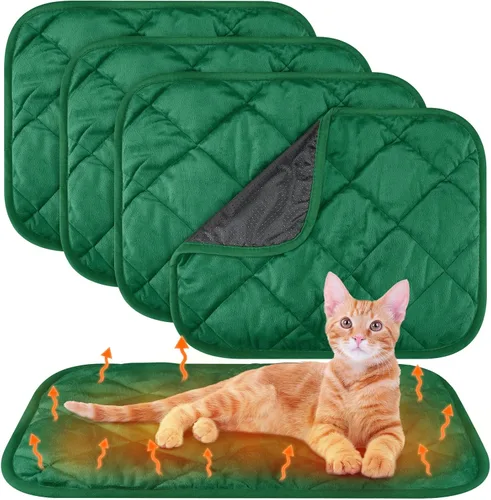 Vista 17 de Paquete de 4 Almohadillas Autocalentables para Gatos, Alfombrilla Autocalentable para Perros que Refleja el Calor Corporal, Almohadilla Térmica Negro
