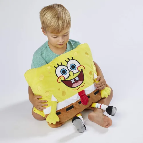 Vista 4 de Pillow Pets Nickelodeon Bob Esponja Pantalones cuadrados, 16 pulgadas Almohada de felpa suave, se desabrocha en una acogedora almohada por