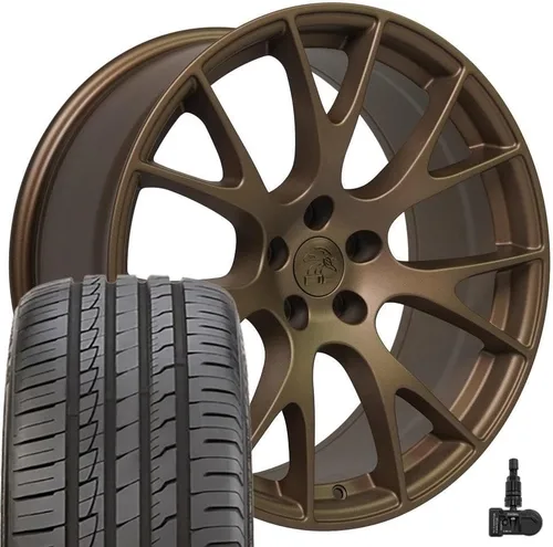 Vista 22 de OE Wheels DG15 20x9 Juego (4) neumáticos negros 5x115 y Ironman y TPMS