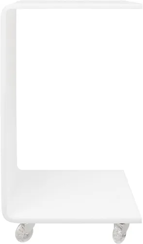 Vista 5 de Mesa auxiliar en forma de C con ruedas, mesa de sofá de acrílico de 2 niveles, mesas de bandeja de TV, mesita de noche, mesas de noche, mesa