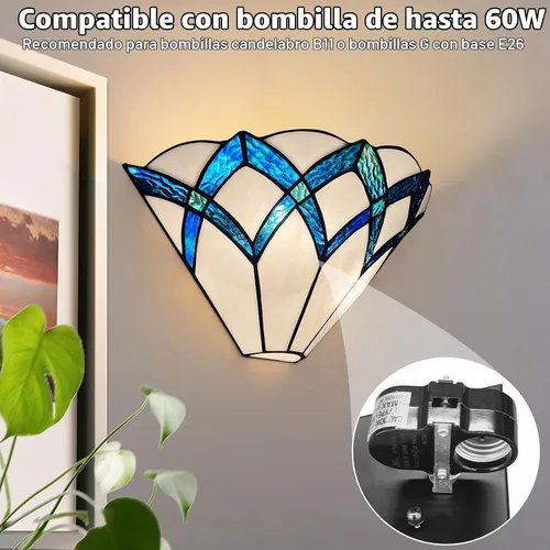 Vista 3 de ARTZONE Tiffany - Apliques de pared de 13 pulgadas, estilo Tiffany vintage, apliques de pared de vitrales para dormitorio, baño, sala de estar
