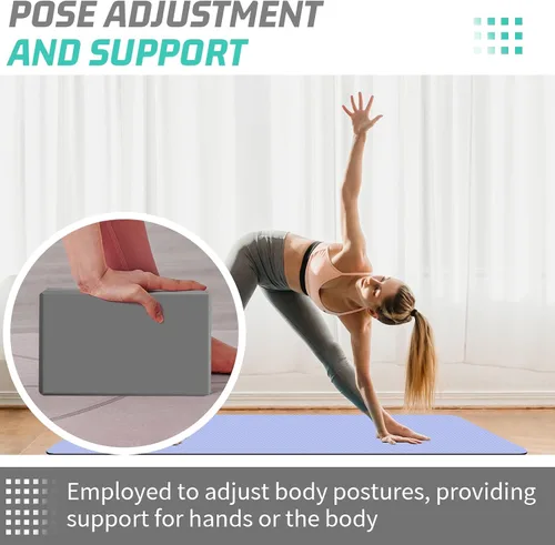 Vista 4 de Bloques de yoga Bloque de espuma de apoyo sin látex con bordes biselados, bloques de ejercicio antideslizantes para pilates, meditación