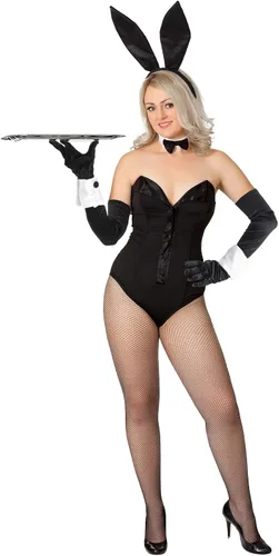 Vista 4 de Zhanmai Juego de accesorios de disfraz de conejo de Halloween para mujer Diadema de orejas de conejo rojo rosa, puños, cola y guantes, accesorio