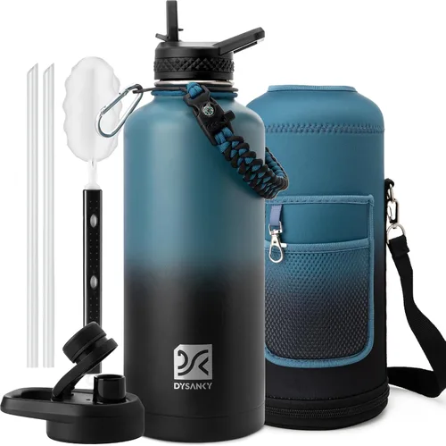 Vista 17 de DYSANKY Botella de agua aislada de 32 onzas, metal al vacío de acero inoxidable grueso, jarra de agua deportiva portátil para gimnasio y senderismo
