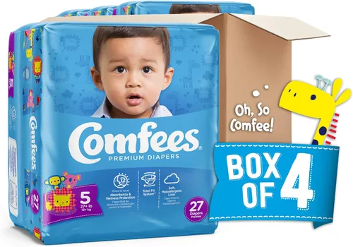 Vista 6 de Comfees Pañales de bebé prémium con sistema de ajuste total para niños y niñas, talla 5, 27 unidades, CMF-5