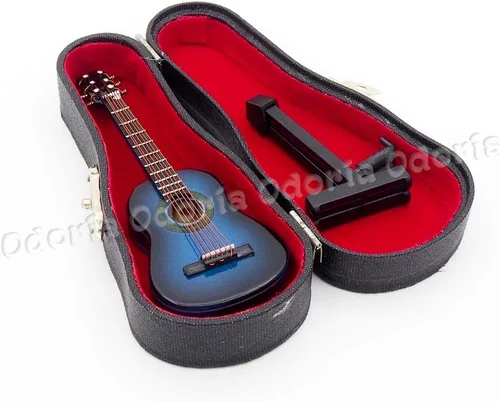 Vista 6 de Odoria 1/12 Guitarra Miniatura Casa de Muñecas Instrumentos Musicales Accesorios, Azul