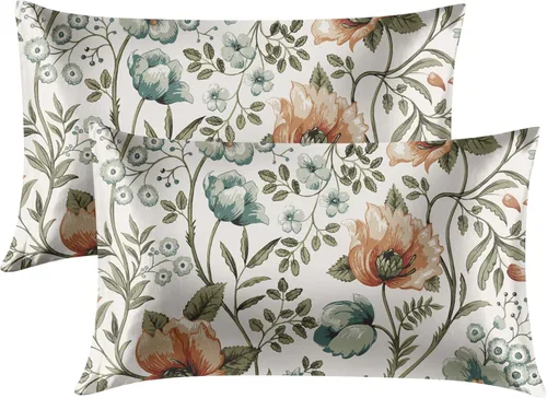 Vista 61 de EXQ Home - Funda de almohada de satén para cuidar el cabello y la piel, tamaño estándar, de seda con estampado negro, juego de 2 fundas con cierre