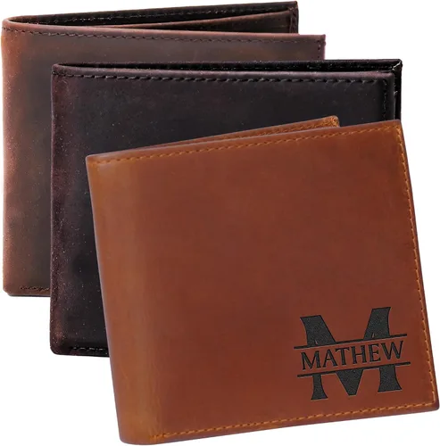 Vista 5 de Custom Gifts for Fathers Day, Custom Gifts for Men, Personalized Initials Name & Inside Text, Customizable Monogram Men Wallet, Valentine Gift for