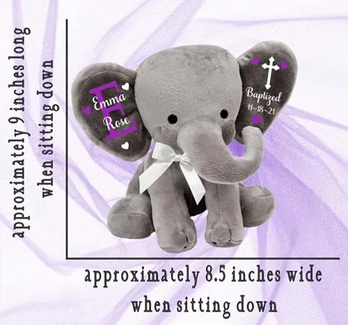 Vista 4 de Regalo de bautismo, regalo de bautizo, regalo de ahijado, regalo para padrino, elefante de peluche personalizado (elefante rosa)