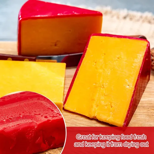 Vista 5 de Bloque de cera de queso para conservar queso, 2.2 libras, cera roja para hacer queso con cepillo para almacenamiento a largo plazo, para una