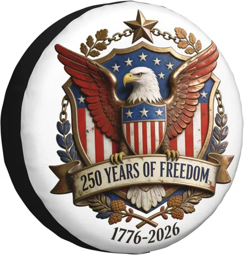 Vista 13 de 1776-2026 Anniversary USA Spare Tire Cover Waterproof Patriotic Eagle UV Sun Tyre Cover Fit for Trailer, RV, SUV and Many Vehicle 14 inch Wheel