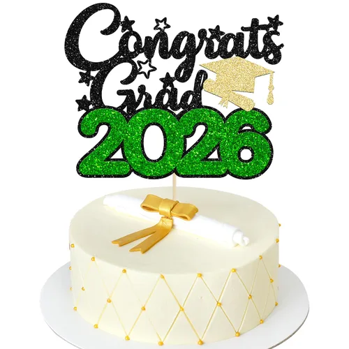 Vista 19 de Gyufise 1 decoración de pastel de graduación azul 2024 de felicitaciones para tartas de graduación 2024, decoración de pastel con purpurina