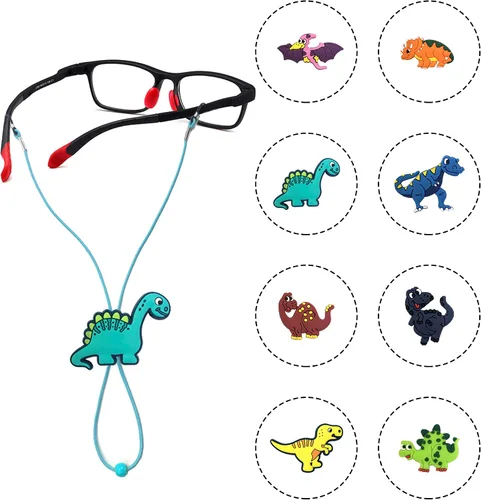 Vista 4 de ZXSWEET 8 correas ajustables antideslizantes de dinosaurio para gafas para niños y niñas