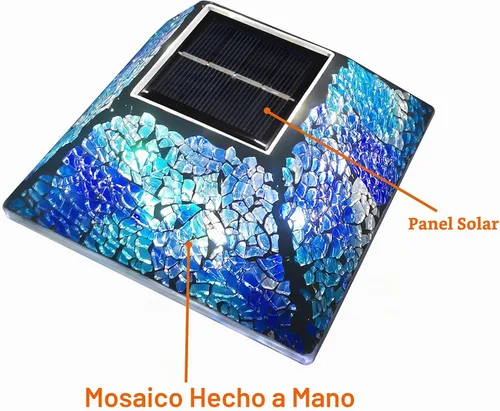 Vista 5 de SUNNYPARK 2PK Luces solares para postes con tapa de mosaico al aire libre para postes de 4x4, 3.5x3.5, lámpara de valla de cubierta de vidrio