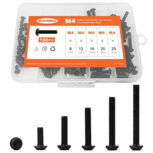 Vista 21 de Tornillos de cabeza de botón M3 x 6 mm, 8 mm, 10 mm, 12 mm, 16 mm, tornillos de cabeza de botón, acero de aleación de grado 10.9, acabado de óxido