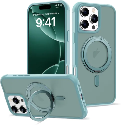 Vista 67 de Funda para iPhone 11 con soporte de anillo magnético giratorio de 360° [compatible con Mag-Safe] [Protección de grado militar] Funda translúcida