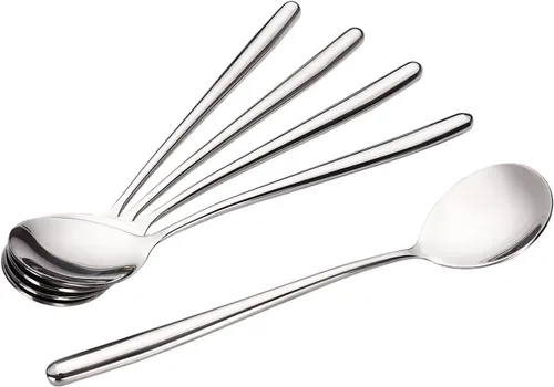 Vista 4 de Cucharas de sopa, cucharas de mango corto de acero inoxidable, cuchara de sopa clásica y duradera, juego de 5.