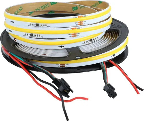 Vista 2 de COB FCOB - Tira de luces LED WS2811 IC direccionable con efectos de agua corriente, luces LED inteligentes, luz blanca cálida fría 3000K