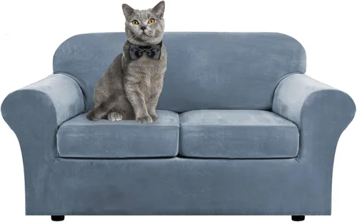 Vista 20 de ShowyLive Fundas para silla de sala de estar, funda elástica para sillón de felpa de terciopelo con 1 cojín separado, protector elástico de muebles