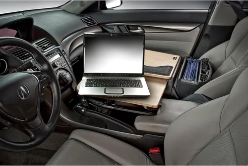 Vista 2 de Escritorio AutoExec GripMaster para automóvil, computadora para coche (acabado antiguo)., talla única , Birch