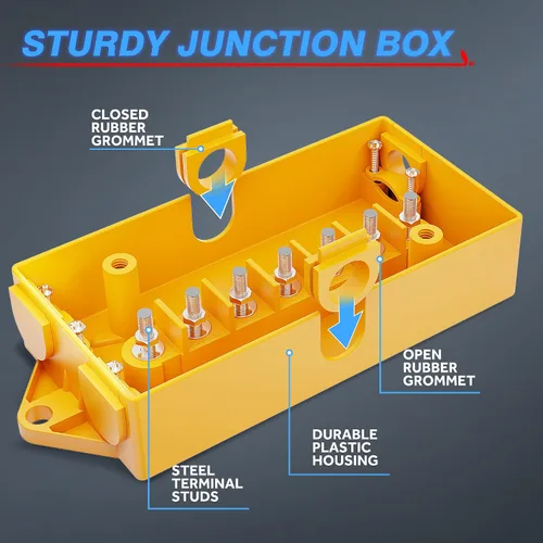 Vista 4 de MICTUNING Caja de conexiones eléctrica de 7 vías para remolque, caja de conexión de cable de remolque de 7 bandas, resistente a la intemperie