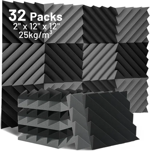 Vista 12 de Focusound Paquete de 16 paneles de espuma a prueba de sonido, paneles de espuma acústica de 2 x 12 x 12 pulgadas para pared, paneles de cuña