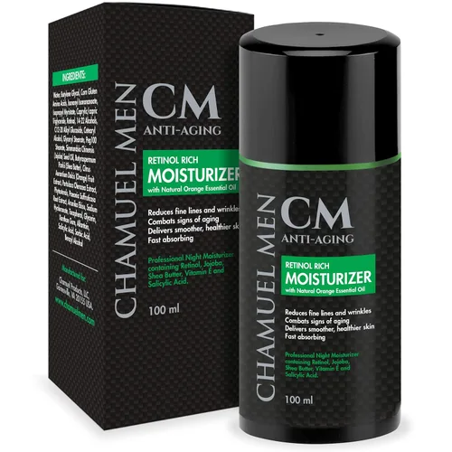 Vista 2 de CHAMUEL MEN Crema facial diaria para hombres con 2.5% de retinol hidratante antienvejecimiento para líneas finas, manchas oscuras y arrugas, loción