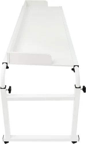 Vista 6 de Mesa enrollable ajustable con ruedas – Escritorio de madera expandible para laptop, altura ajustable, color blanco, perfecto para estaciones