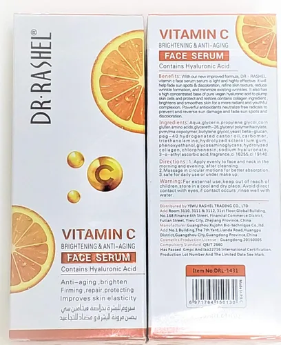 Vista 6 de Dr Rashel Suero facial con vitamina C Ácido hialurónico, reafirmante y antienvejecimiento (paquete de 2) + 1 par de mascarillas de cristal
