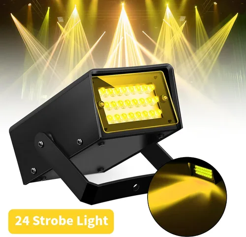 Vista 2 de ENUOLI Mini luz estroboscópica LED de color blanco con 24 LED superbrillantes, control de velocidad variable para clubes de Navidad, efecto de luz