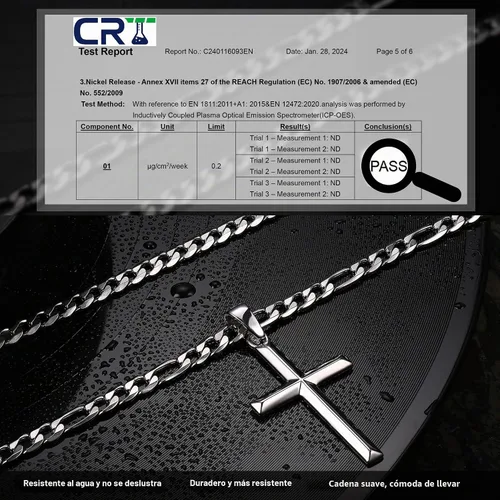 Vista 3 de MILACOLATO 925 Sterling Silver Cross Necklace for Men Women 16-30 Inches Cruz de bisel plateado