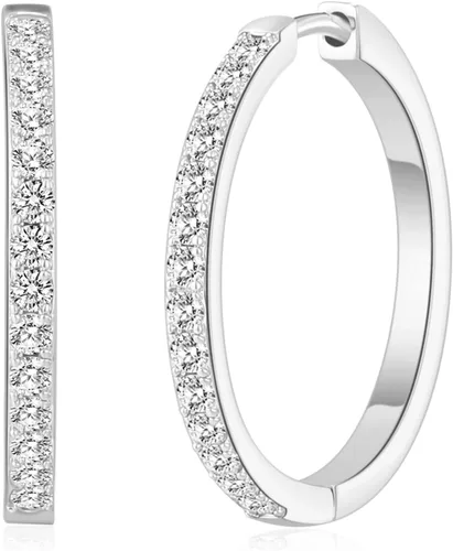 Vista 11 de Gold/Silver Plated Hoops Earrings For Women Hypoallergenic Oro 30 mm.