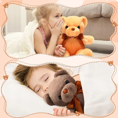 Vista 5 de HyDren 18 piezas de animales de peluche de oso a granel de 12 pulgadas, osos de felpa suave a granel, juguetes para niñas, niños, graduación, marrón
