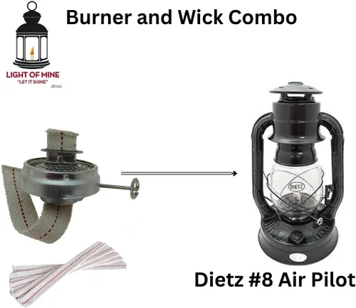 Vista 3 de Light of Mine - Dietz #08 Air Pilot - Kit de repuesto para linterna de aceite con quemador y tiras de mecha 100% algodón de 7/8 pulgadas (Air Pilot)