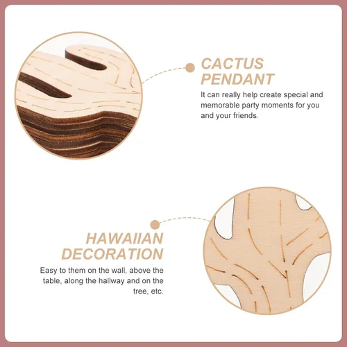 Vista 4 de 10 adornos de cactus de madera natural, adornos rústicos para colgar en madera