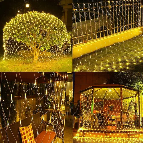 Vista 3 de FUNPENY Luces de Red LED de Navidad 360, 12 pies x 5 pies, Luces de Cadena de Navidad para Exteriores de Cable Transparente, 8 Modos, Impermeable