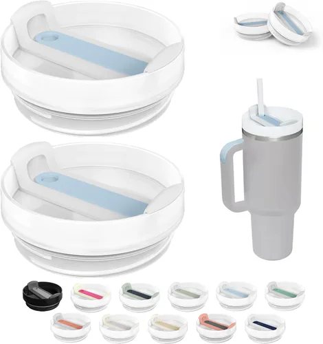 Vista 11 de Tapa de Vaso de 40 OZ Compatible con Stanley Quencher, Paquete de 2 Tapas de Vaso de Acero Inoxidable a Prueba de Derrames y Resistentes a