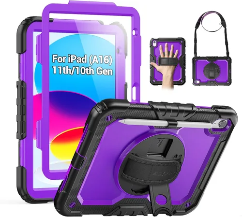Vista 11 de SEYMAC Funda para iPad Air de 5ª/4ª generación de 10.9 pulgadas, Funda Protectora de Cuerpo Completo Resistente a Golpes con Protector de Pantalla