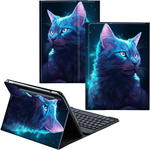Vista 33 de Funda para Samsung Galaxy Tab S6 Lite 2022/2020 Teclado Inalámbrico Desmontable y Cubierta De Soporte De Cuero PU Funda Protectora Para Samsung