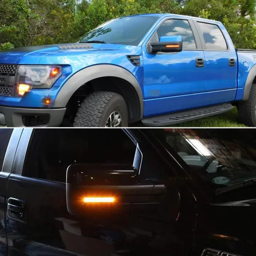 Vista 6 de Para 2009 2010 2011 2012 2013 2014 Ford F150 y 2010-14 SVT Raptor Luces de Señal Intermitente de Espejo Lateral Secuencial LED Lentes Ámbar