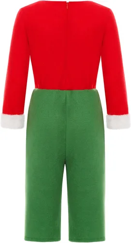 Vista 3 de Kids Christmas Elf Costume Set Girls Holiday Elf Jumpsuit Costume for Xmas Party Outfits