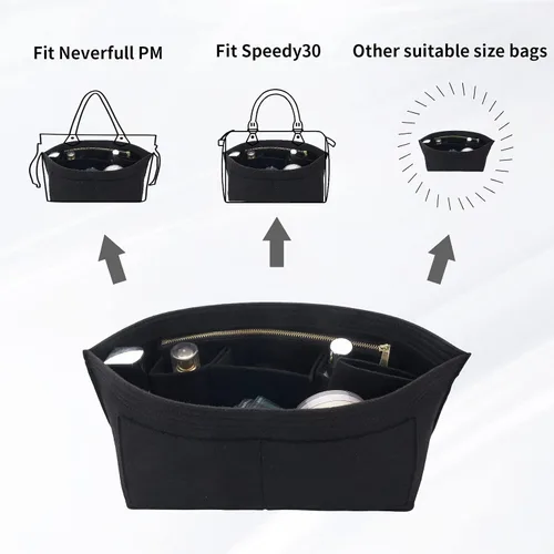 Vista 5 de Organizador de fieltro para bolso, organizador de bolsas adecuado para Speedy 30, Neverfull PM y organizador de moldeador de base para bolsa de mano