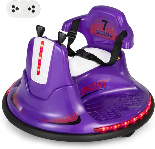 Vista 11 de HONEY JOY Coche de parachoques de 12 V para niños pequeños de 1 a 3 años, auto parachoques con doble joystick, luz LED intermitente y giro de 360